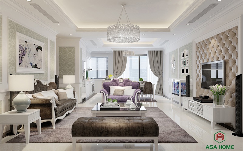 Thiết kế nội thất căn hộ chung cư phong cách tân cổ điển cần nhiều diệu tích