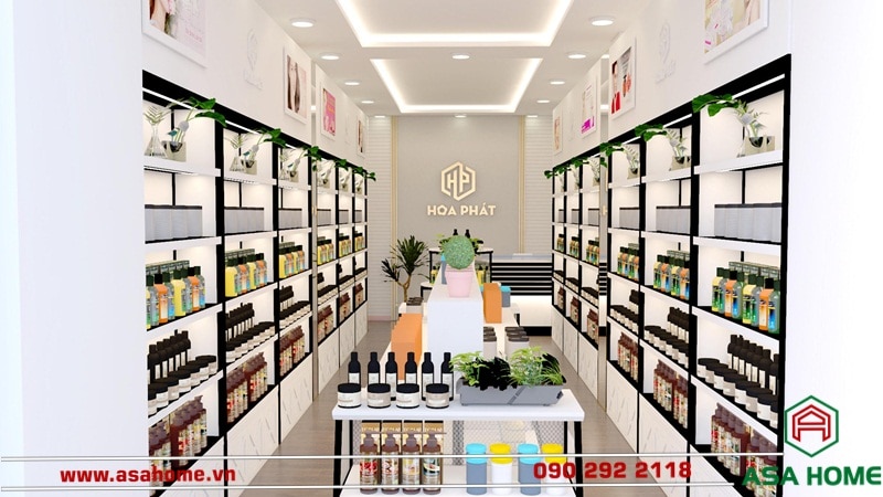 Thiết kế nội thất shop mỹ phẩm Hòa Phát