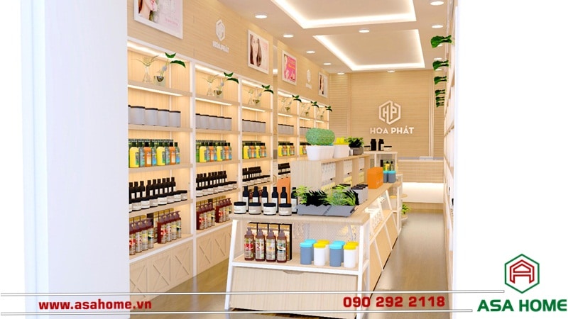 Không gian bên trong thiết kế nội thất shop mỹ phẩm