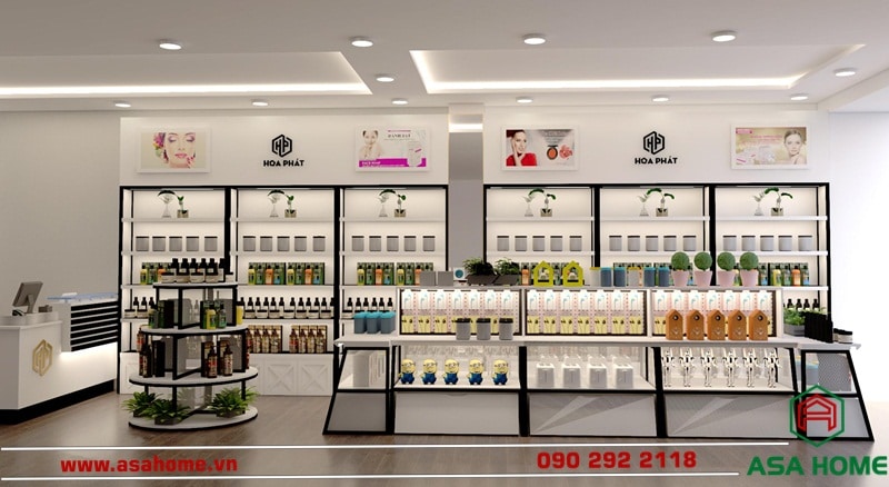 Thiết kế nội thất shop mỹ phẩm Hòa Phát